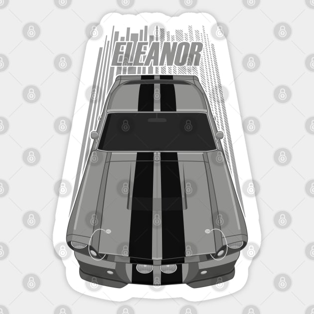 Ford Mustang Shelby GT500 Eleanor 1967 Fastback - Grey and Black Stripes Sticker by V8social